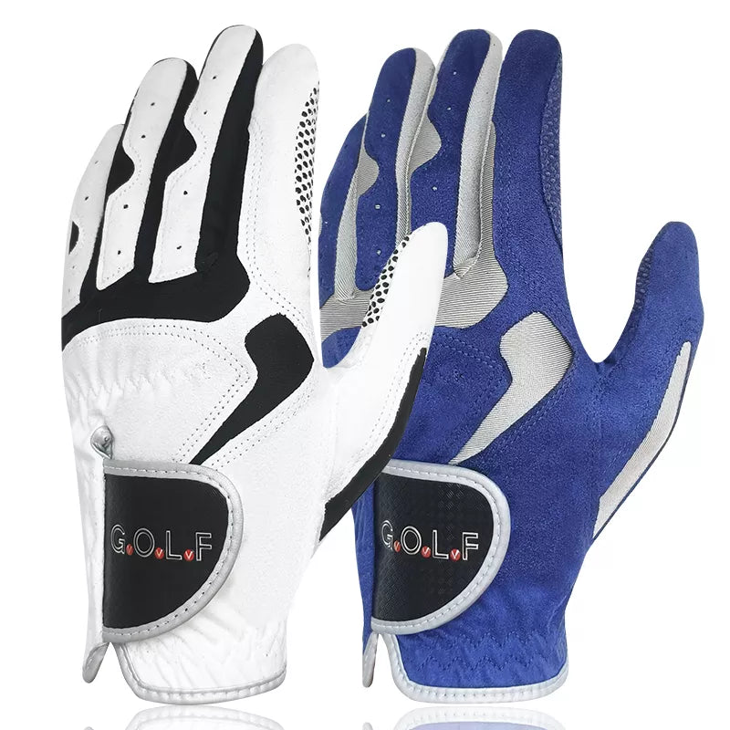 Men's Golf Glove One Pc Pair 2 Color Cool Comfortable Blue White left right hand