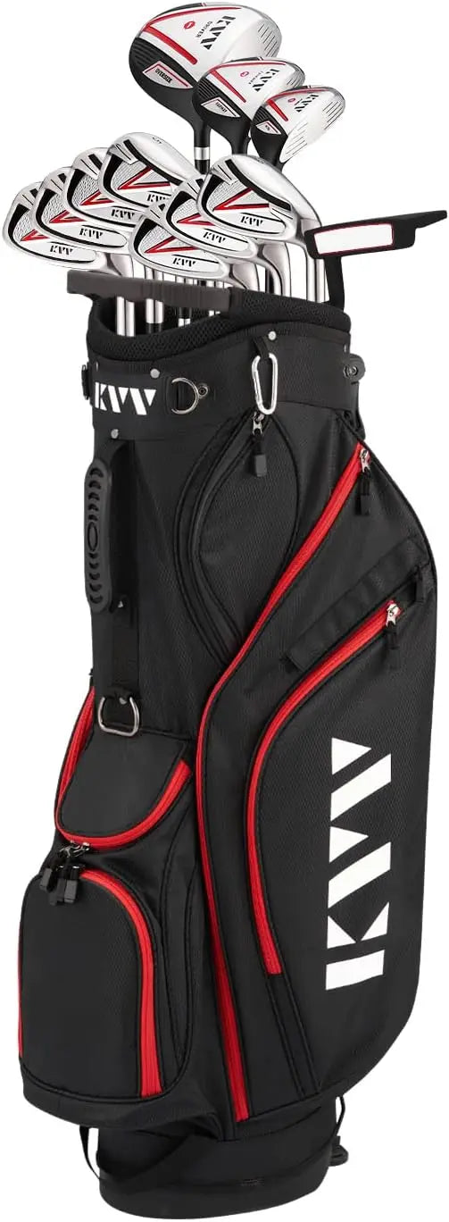 KVV Men’s Complete Golf Clubs Includes Driver, Fairway, Hybrid, 5#-P# Irons, Putter, Stand Bag, Head Covers, Right H