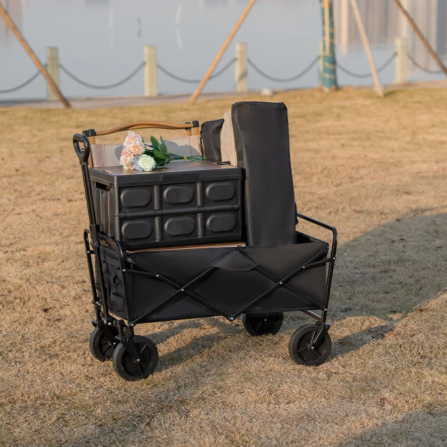 Heavy Duty Large Capacity Folding Wagon Shopping Beach Garden Pull Trolley Collapsible Folding Outdoor Portable Utility Cart