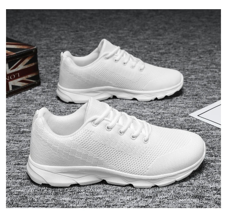 New Men's Shoes Breathable Casual Sneakers Summer White Running Shoes Lightweight Soft Sports Shoe for Male Large Size 35-45