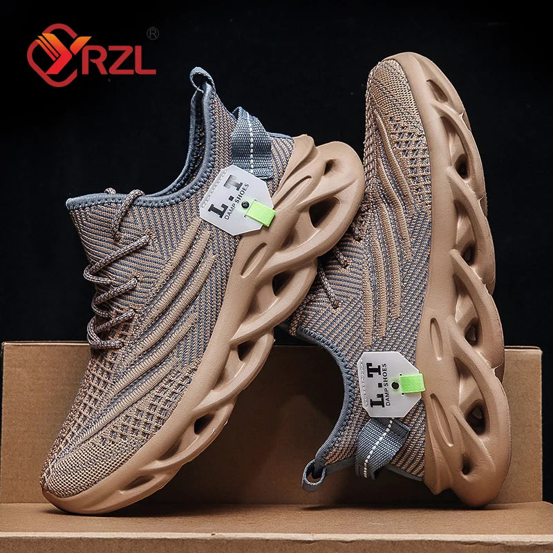YRZL Men Sports Running Black Jogging Shoes Casual Sneakers