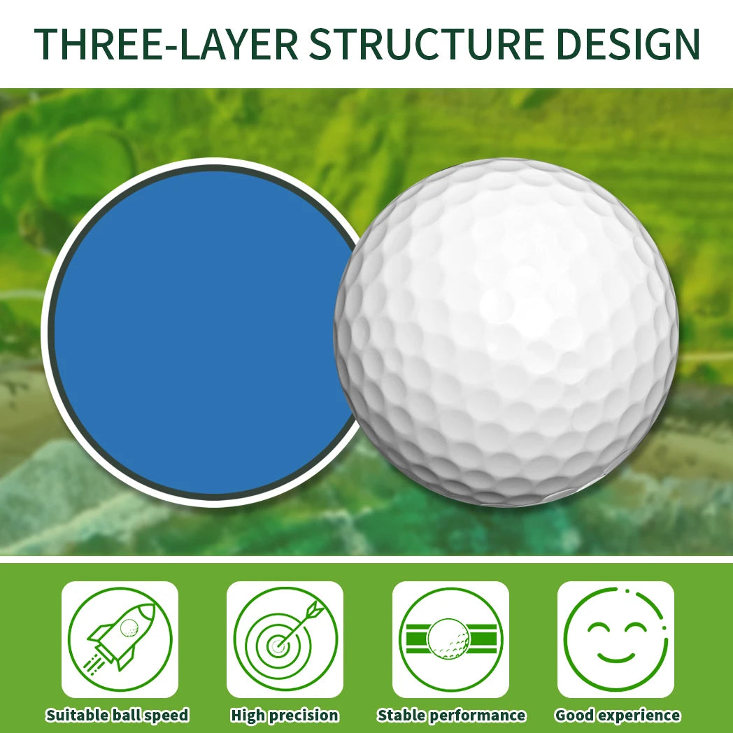 50pcs 3-Layer Golf Balls 332 Dimple, Max Distance