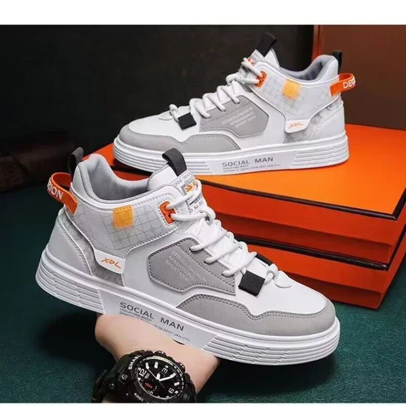 Men's shoes 2024 summer new breathable white shoes men's trendy and versatile thick soled sports board shoes trendy shoes