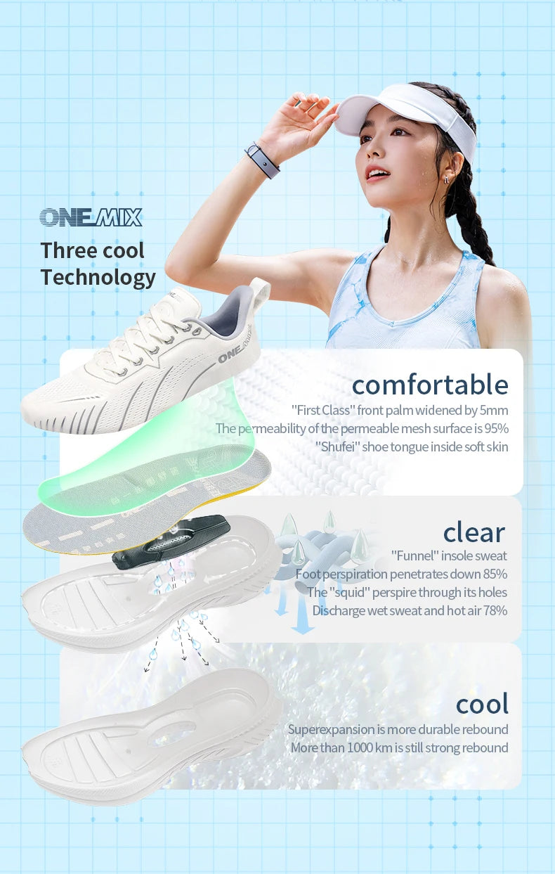 ONEMIX Cushioning Running Shoes Lace Up Women Non-slip