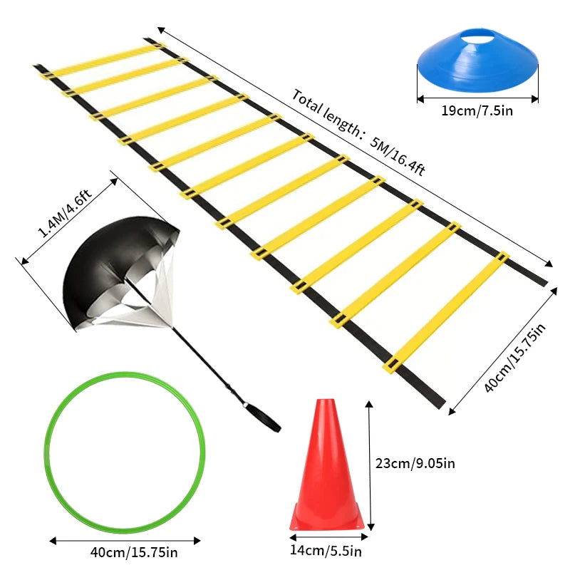 1 Set Of Soccer Speed Quickness Agility Training Set Ladder, (19.6 ft Long With 12 Rungs)